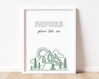 EDITABLE Let The Adventure Begin Baby ShowerParty Sign, Baby Shower Camping Theme Editable Digital Template Birthday Party Table Sign
