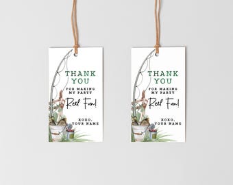 EDITABLE Fishing Birthday Party Favor Tag Template, O-fish-ally The Big ONE, Gone Fishing Party Tag Template Instant Access Corjl