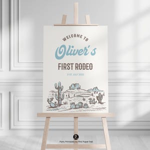 Cowboy Rodeo Birthday Welcome Party Sign, Wild West First Birthday Party Sign, First Rodeo Cowboy Western Birthday Editable Decor