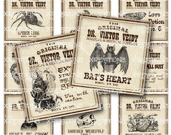 Etichette per pozioni da farmacia antica, etichette per pozioni, etichette per farmacisti in stile vintage, etichette stampabili per pozioni di Halloween per maghi e streghe