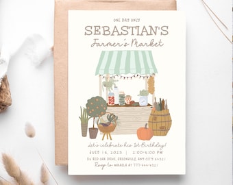 EDITABLE Country Fair Market Farm Boy First Birthday Invite Instant Access Printable, Farmers Market Birthday Invitation Template