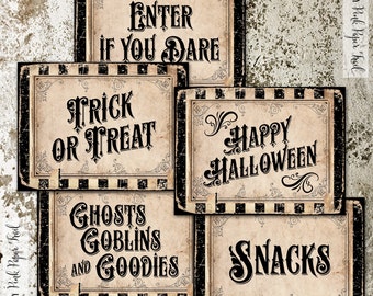 Halloweenfestskyltar, festaffischer, festdekorationer, 20x25 cm, direkt nedladdning, skriv ut dina egna