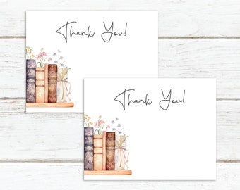 Storybook Theme Thank You Card Template, A New Chapter Book Themed Party Digital Printable Thank You Card