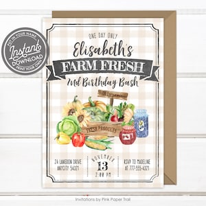 EDITABLE Farmers Market Birthday Invitation Farm Fresh Birthday Party Fresh Produce Birthday Party Template Instant Download