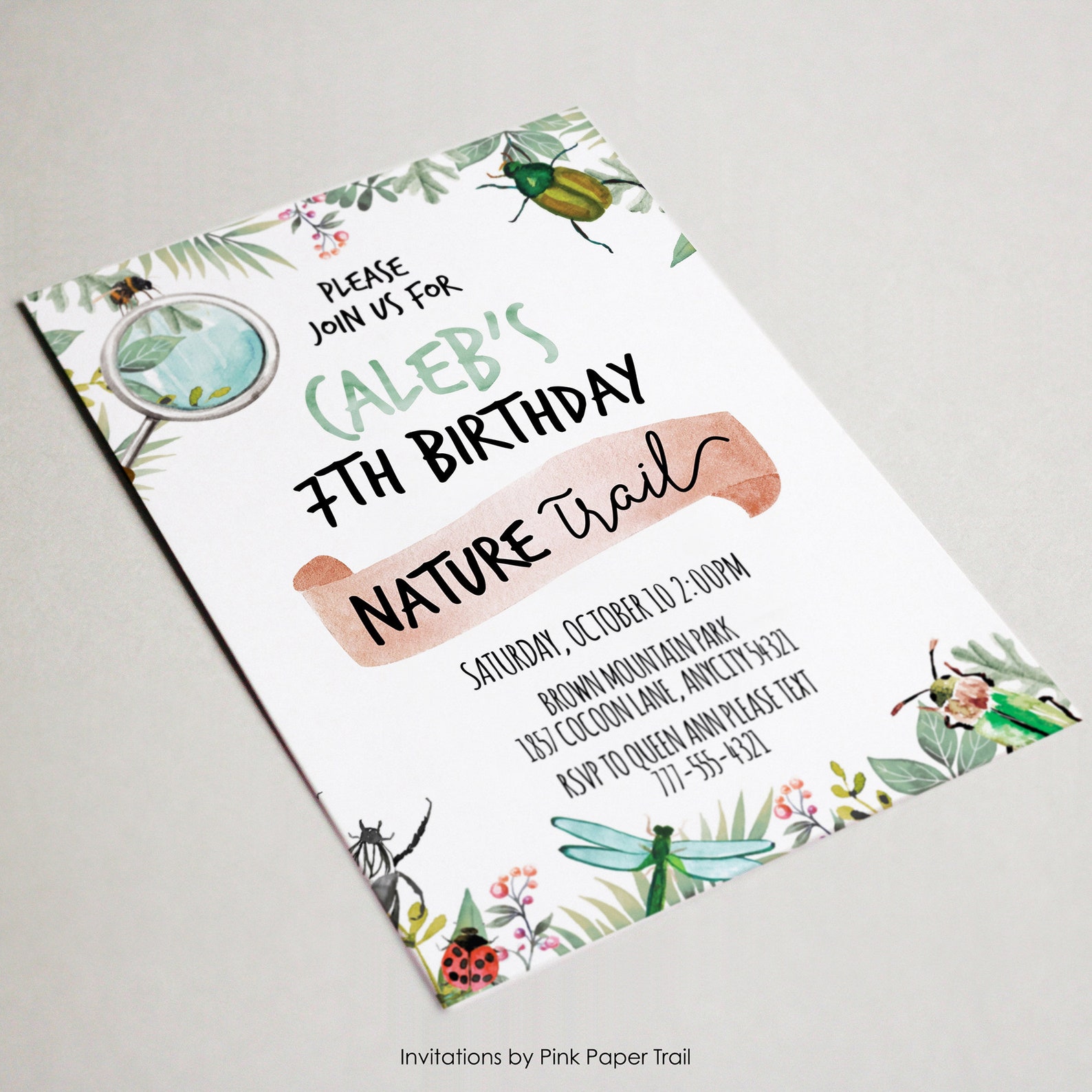 EDITABLE Nature Exploration Birthday Invitation Nature Trail Etsy