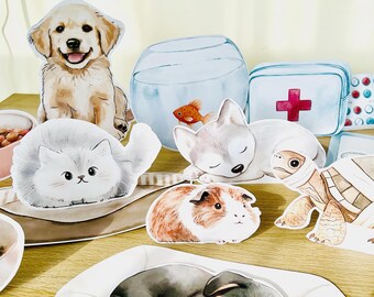 Vet Dramatic Play Printable Kit for Kids, Veterinary Clinic Pretend Play Set, Pet Hospital Role Play Center, Preschool Classroom Activity
