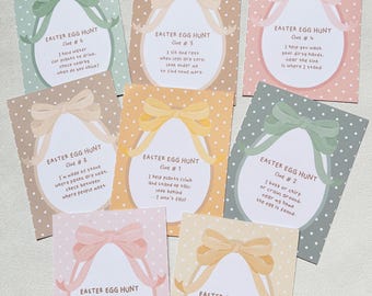 Easter Egg Hunt Clue Cards Printable, Editable Easter Note Cards for Kids, Bunny Egg Hunt Riddles, Easter Party Game, Instant Download v.2