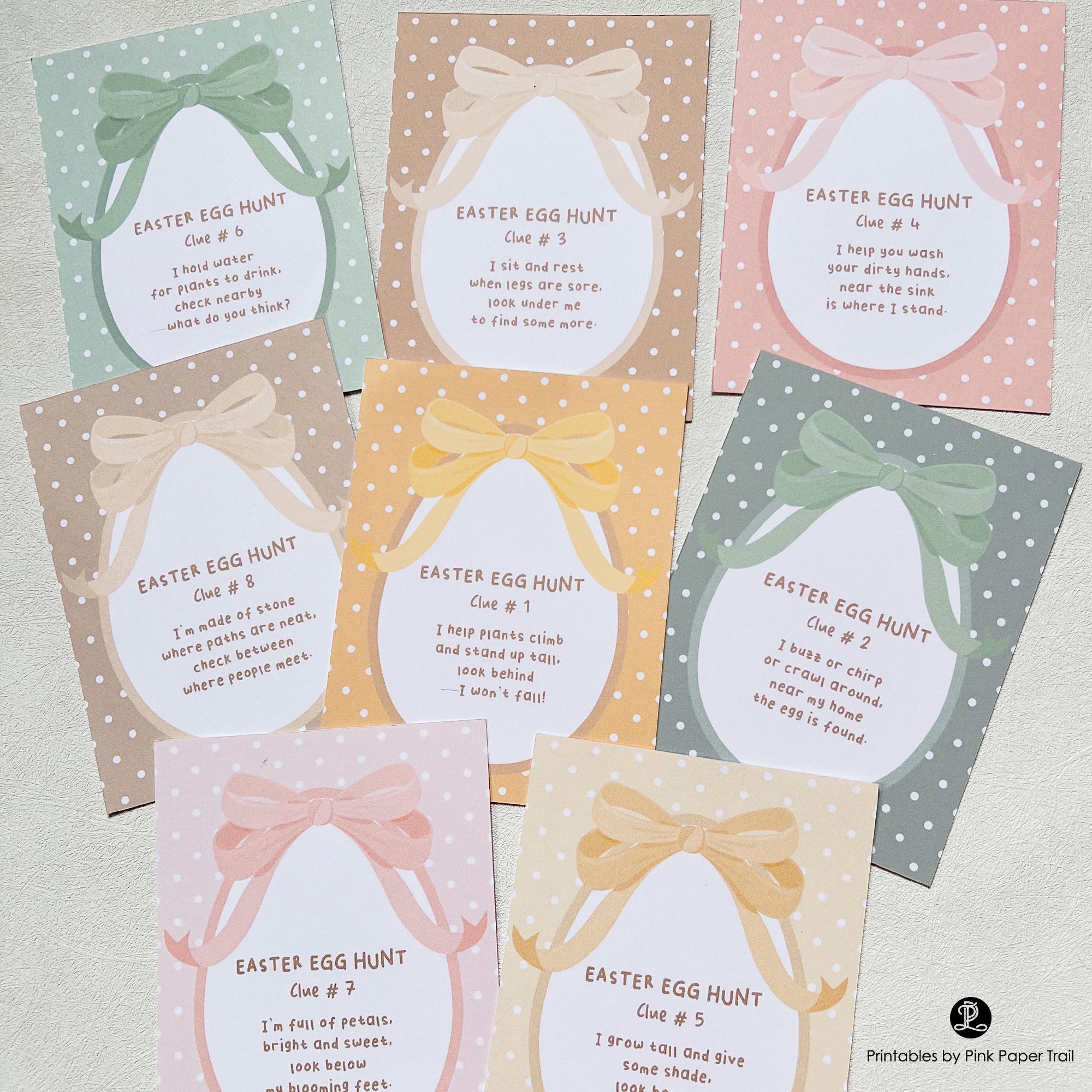 Easter Egg Hunt Clue Cards Printable, Editable Easter Note Cards for ...