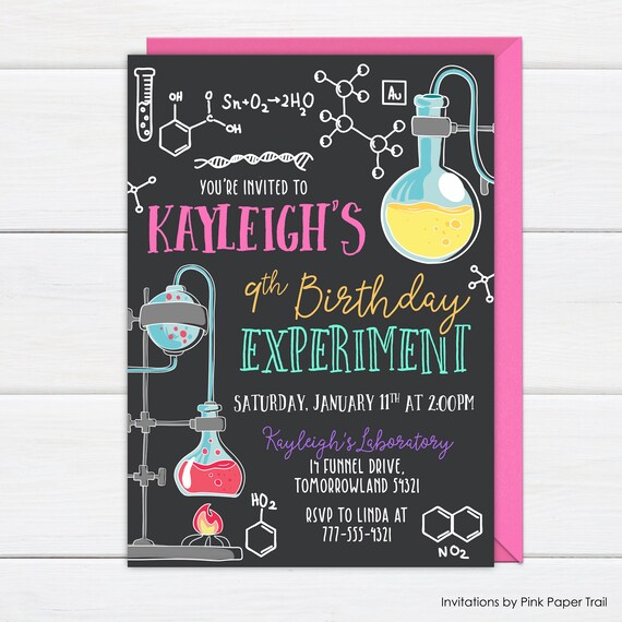 Mad Science Party Birthday Invite, Girl Mad Science Invitation ...