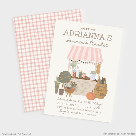 EDITABLE Farmers Market Birthday Invitation Template, Country Fair Market Farm Girl First Birthday Invite Instant Access Printable