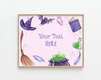 Witch Theme Table Sign Printable, Magical Party Sign, Witch Birthday Decor, Halloween Party Sign, Spell Table Decor, Editable Sign