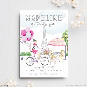 Paris Invitation Template, Parisian Girl Birthday Invitation with Cute Paris Scene, Paris Eiffel Tower Invite Editable Birthday Digital