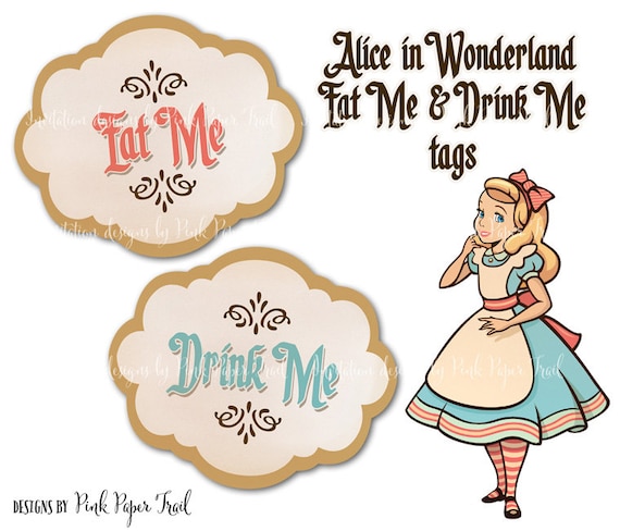 Alice in Wonderland Eat Me Drink Me Tags Instant Download | Etsy