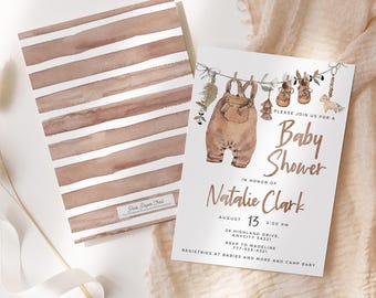 Editable Boho Baby Shower Invitation, Boho Romper Baby Shower Invite, Gender Neutral Baby Shower Invite Instant Access Template