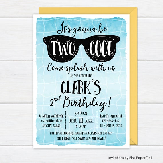 Two Cool Birthday Invitation, 2nd Birthday Two Cool Pool Party Invite, Pool Party Invitation, Personalized Digital Printable Summer Party Il_570xn