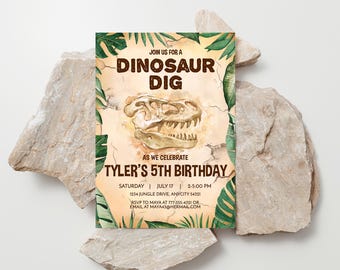 EDITABLE Dinosaur Dig Birthday Invitation, Dinosaur Excavation Party Roar Dino-mite Invitation Printable Invite, Instant Access