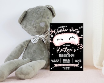 EDITABLE Slumber Party Birthday Invitation, Sleepover Birthday Invite, Girl Tween Teen Birthday Invitation Instant Access
