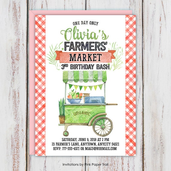 farmers market birthday invitation country fair farm fresh party
