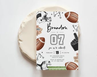 Editable American Football Birthday Invitation, Touchdown Party Invite, Sports Theme Printable Instant Download
