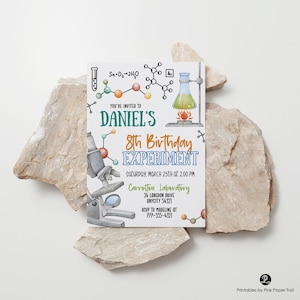 Editable Mad Science Party Birthday Invite, Mad Science Invitation, Scientist Experiment Party Invite, Printable Instant Download