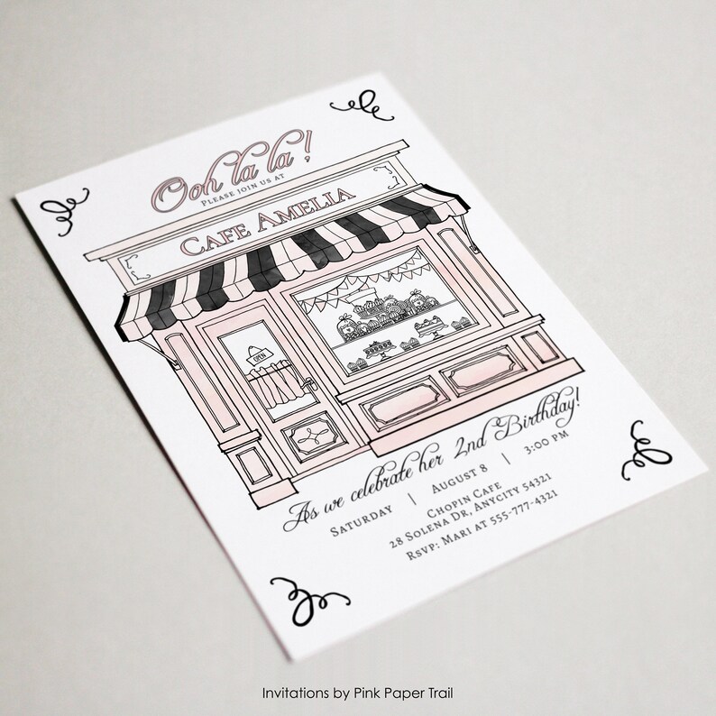 EDITABLE French Cafe Paris Cafe Birthday Soiree Invite, Paris Themed Birthday, Parisian Cafe Birthday Invitation Instant Download Access image 2