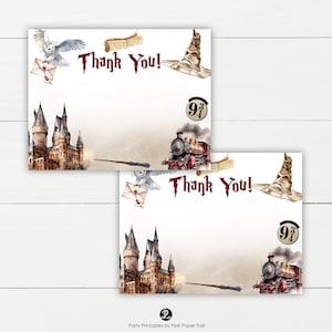 School of Magic and Wizardry Party Thank You Card Witches and Wizards Magic School Thank You Card Printable Download
