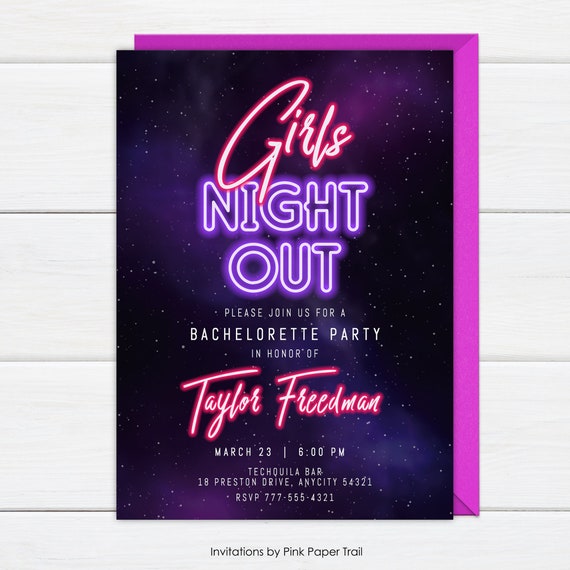 Neon Bachelorette Party Invitation Glow Lights Bridal Shower | Etsy