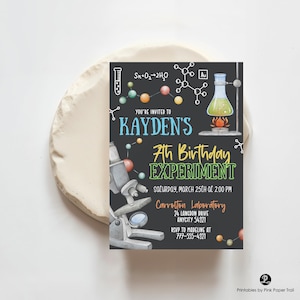 Editable Mad Science Birthday Invitation, Scientist Experiment Party Invite, Printable Mad Scientist Party  Instant Download Birthday Invite