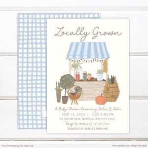 EDITABLE Farmers Market Baby Shower Template Locally Grown Baby Boy Shower Invitation, Country Farm Market Baby Shower Invite Printable