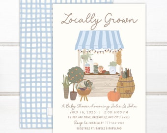 EDITABLE Farmers Market Baby Shower Template Locally Grown Baby Boy Shower Invitation, Country Farm Market Baby Shower Invite Printable