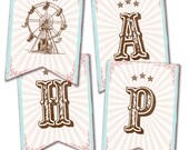 Pink Circus / Country Fair Happy Birthday Banner, Instant Download, Print Your Own Il_170x135