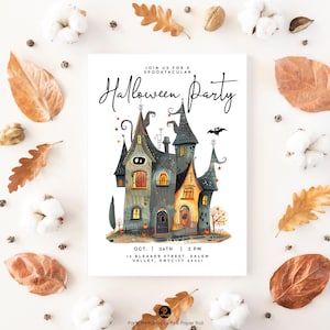 Editable Quirky Haunted Mansion Halloween Party Invitation, Haunted House Halloween Party Invite Template Instant Download Printable