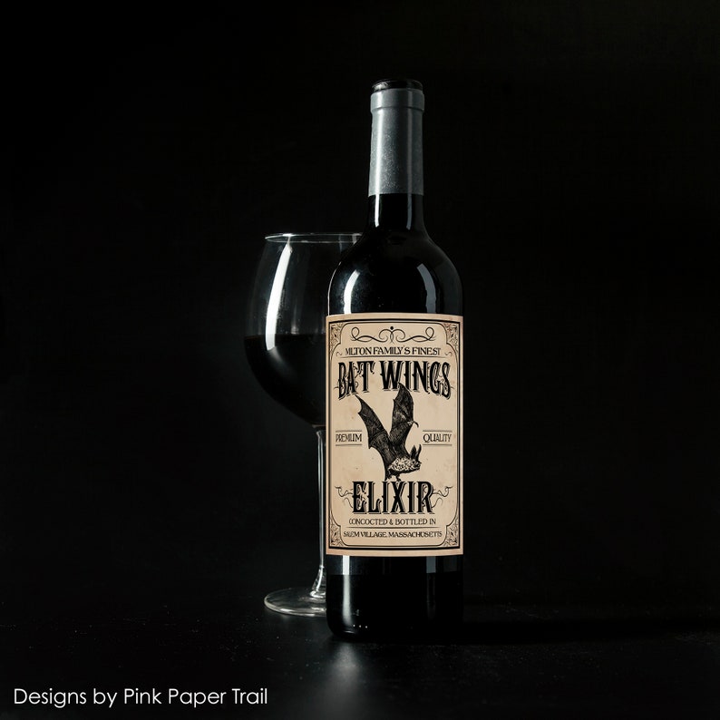 EDITABLE Halloween Wine Bottle Label Apothecary Label Bottle Label ...