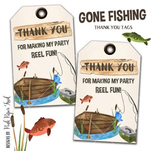 Gone Angeln, Angeln Party Danke Tags, Instant Download, drucken Sie Ihre eigenen