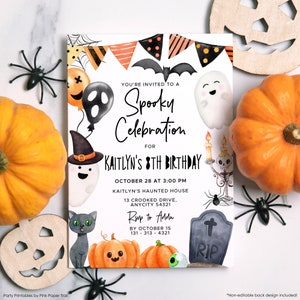 Halloween Birthday Invitation Template Printable Kids Halloween Invite Editable Costume Party Instant Download Cute Halloween Invitation
