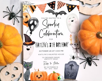 Halloween Birthday Invitation Template Printable Kids Halloween Invite Editable Costume Party Instant Download Cute Halloween Invitation