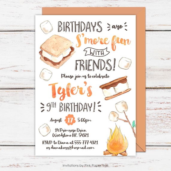 Smores Birthday Invitation S'mores Birthday Invite Etsy