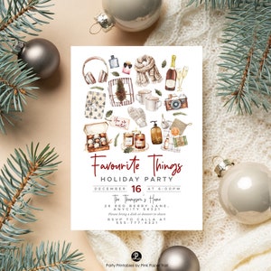 Favourite Things Party Invitation Editable Template, Favorite Things Invitation for Christmas Party, Holiday Christmas Gift Exchange Invite