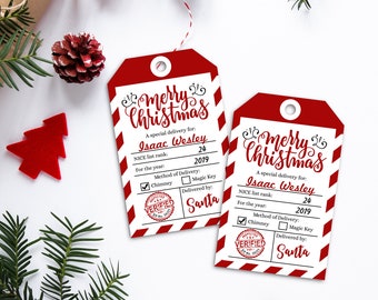 Printable Christmas Gift Tags, Santa Gift Tag, Editable Instant Download Santa Christmas Gift Tag, Holiday Gift Tag