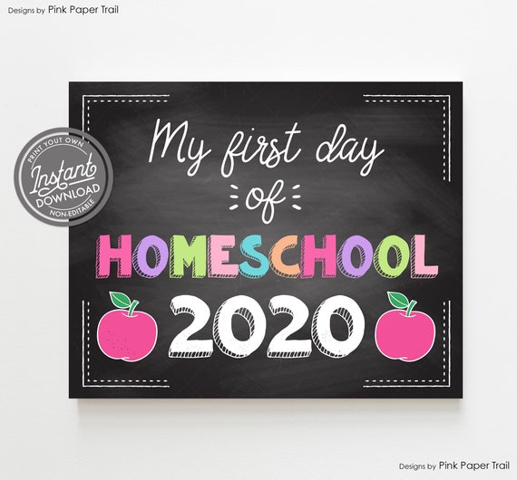 First Day of Homeschool Sign, First Day of Homeschool Chalkboard Sign Photo Prop Wall Art Instant Download Non-Editable Printable Prop v2b Il_570xn
