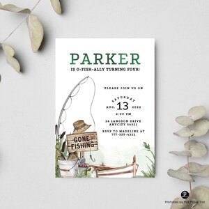 EDITABLE Fishing Birthday Invitation Template, O-fish-ally The Big ONE, Gone Fishing Party Invite Template Instant Access Corjl