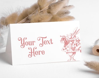 Alice in Wonderland Food Tent Cards Editable in Corjl, Printable Buffet Labels, Vintage Tea Party Place Cards, Instant Download