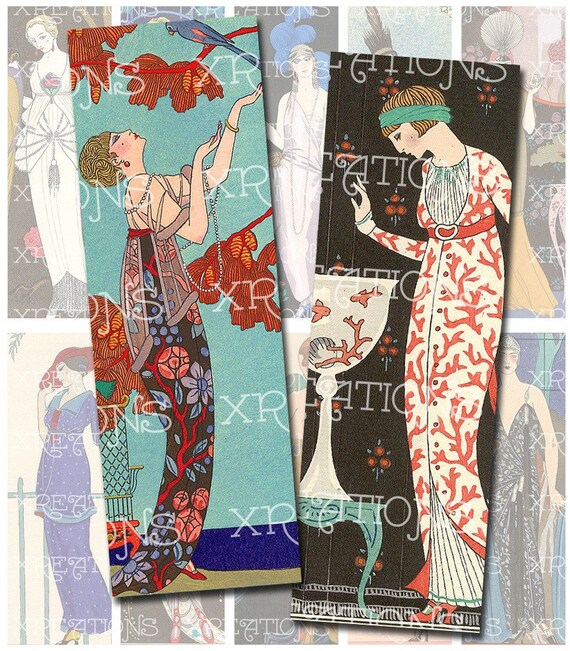 Download Items similar to Vintage Art Deco Women Illustrations in ...