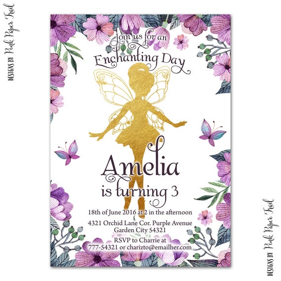 Flower Fairy Invitation, Woodland Fairy, Enchanted Forest, Fairy Princess, Print Your Own Invitation Il_570xn