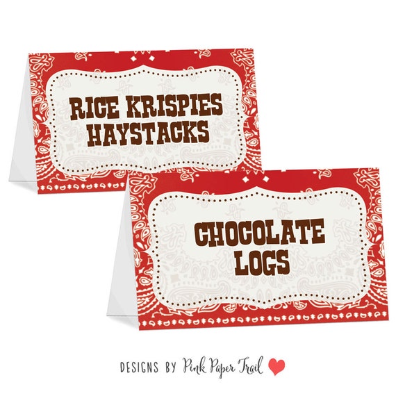 Cowboy, wild West Party, Food Tent Card, I Will Customize for You, Print Your Own Il_570xn