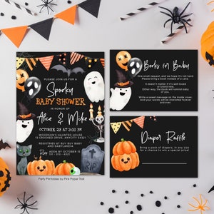Halloween Baby Shower Invitation Template Spooktacular Halloween Baby Shower Invite Party Instant Download Invitation Bundle Suite Bundle