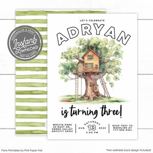 Editable Nature Birthday Invitation Playground Treehouse Nature Park Outdoor Scavenger Hunt Birthday Party Invite Instant Access Template
