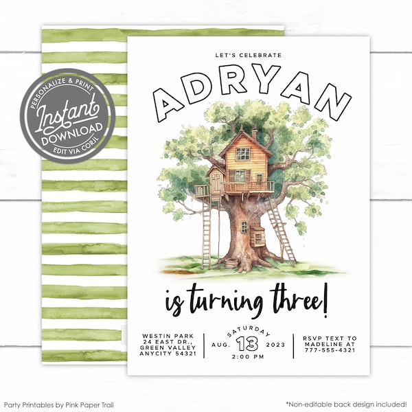 Editable Nature Birthday Invitation Playground Treehouse Nature Park Outdoor Scavenger Hunt Birthday Party Invite Instant Access Template