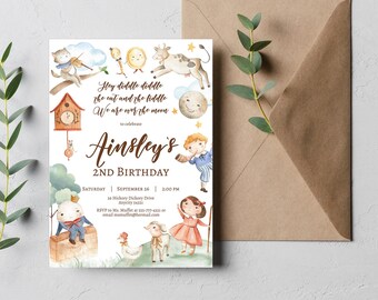 EDITABLE Nursery Rhyme Themed Baby Shower Invitation, Nursery Rhyme Characters Gender Reveal Invitation Instant Access Print Your Own