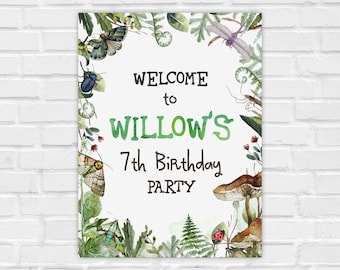EDITABLE Nature Trail or Bugs Birthday Party Welcome Sign, Outdoor Exploration Adventure Scavenger Hunt Welcome Party Sign Printable